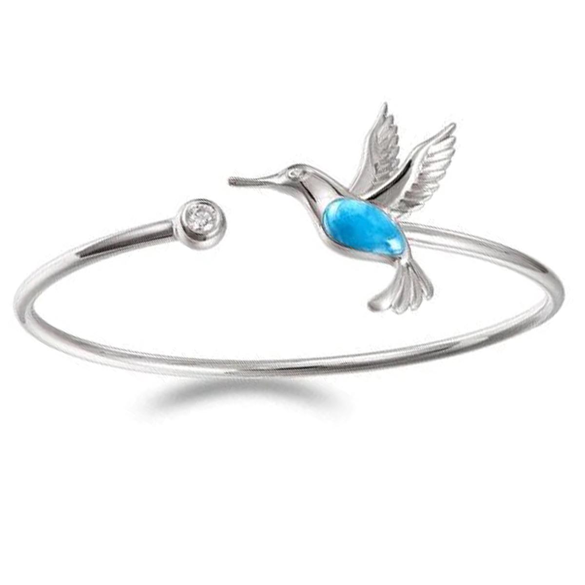 Alamea Larimar Hummingbird Bangle Bracelet in Sterling Silver