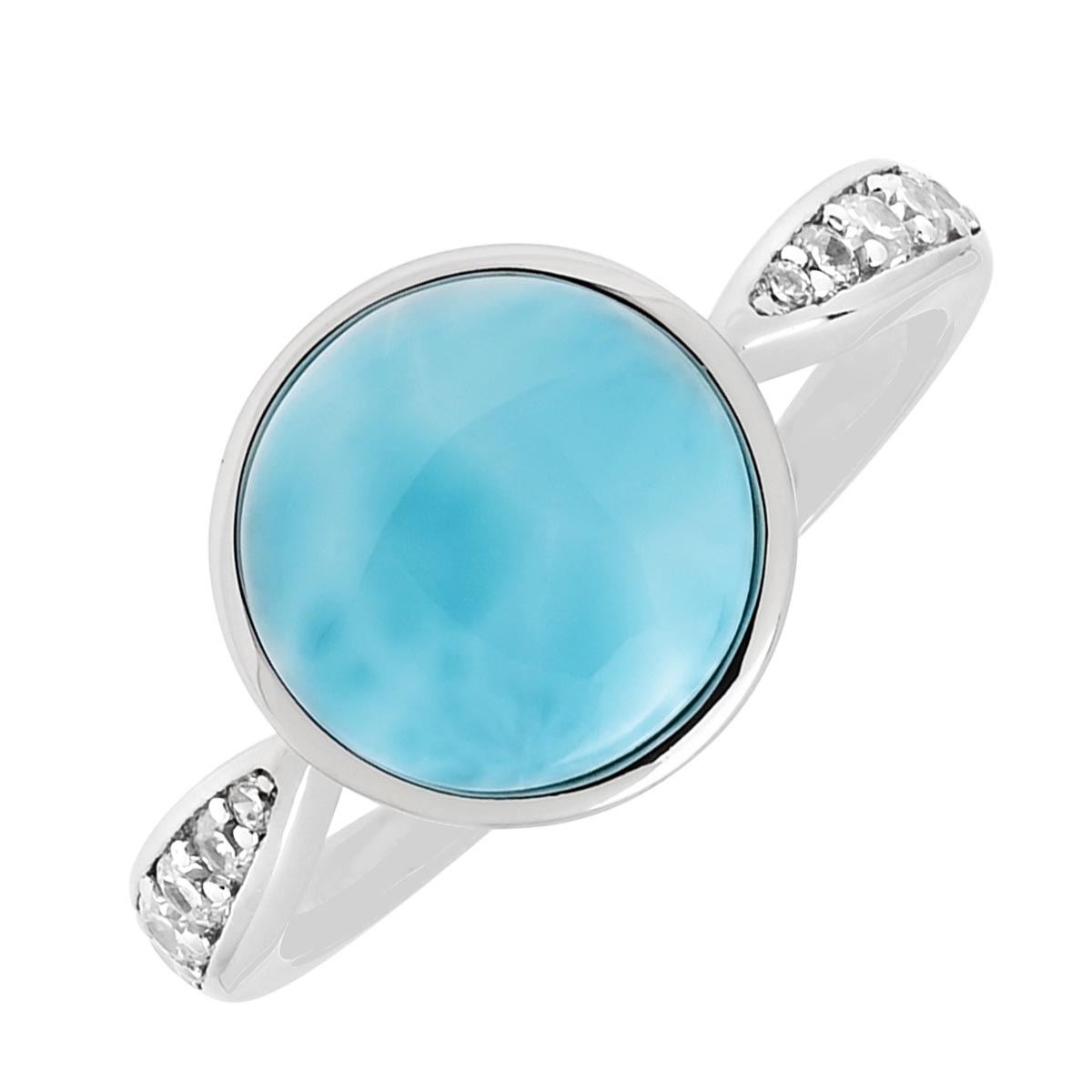 Alamea Larimar Ring in Sterling Silver with Cubic Zirconia (size 7)
