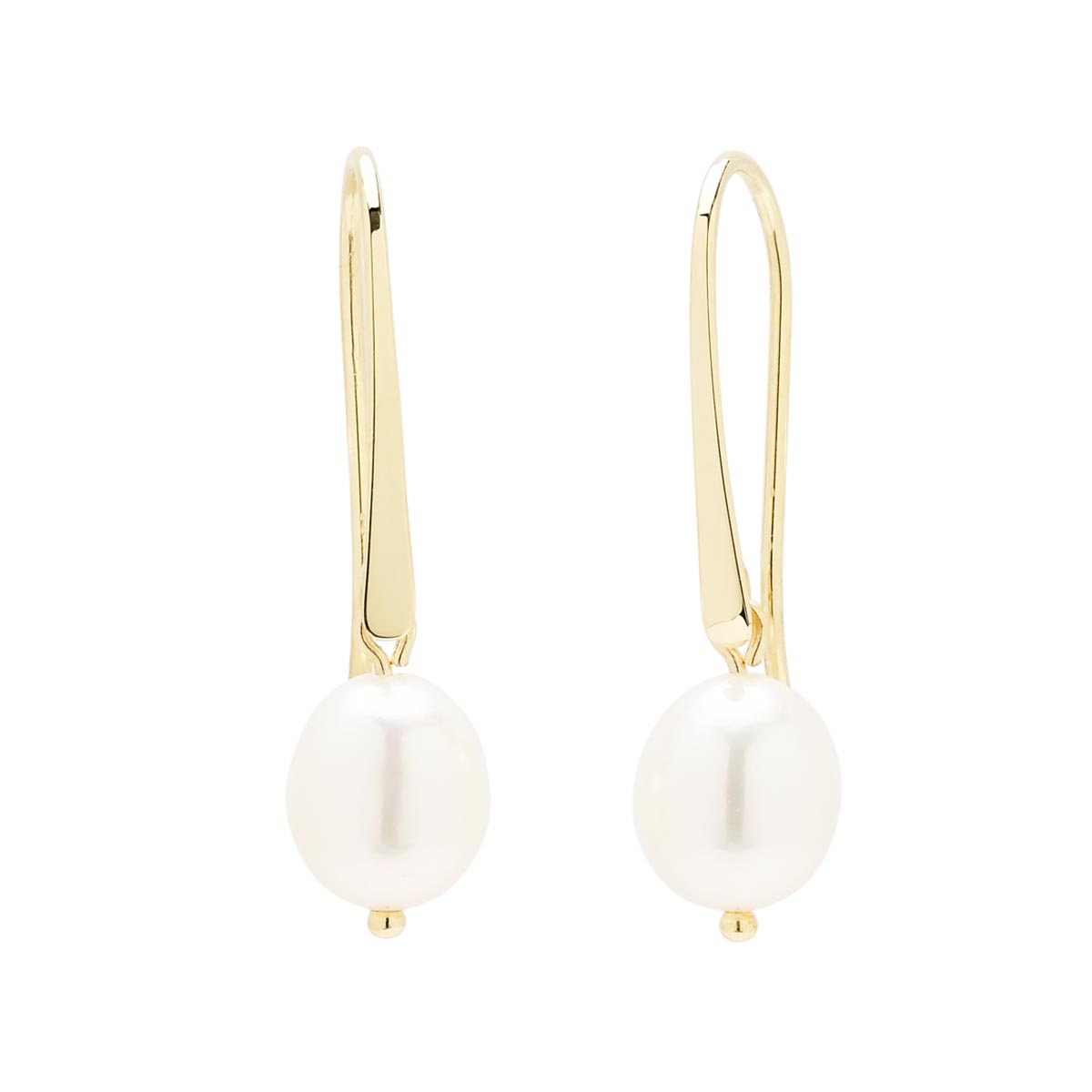 Cultured Freshwater Pearl Drop Earrings in 14kt Yellow Gold (8mm pearls)