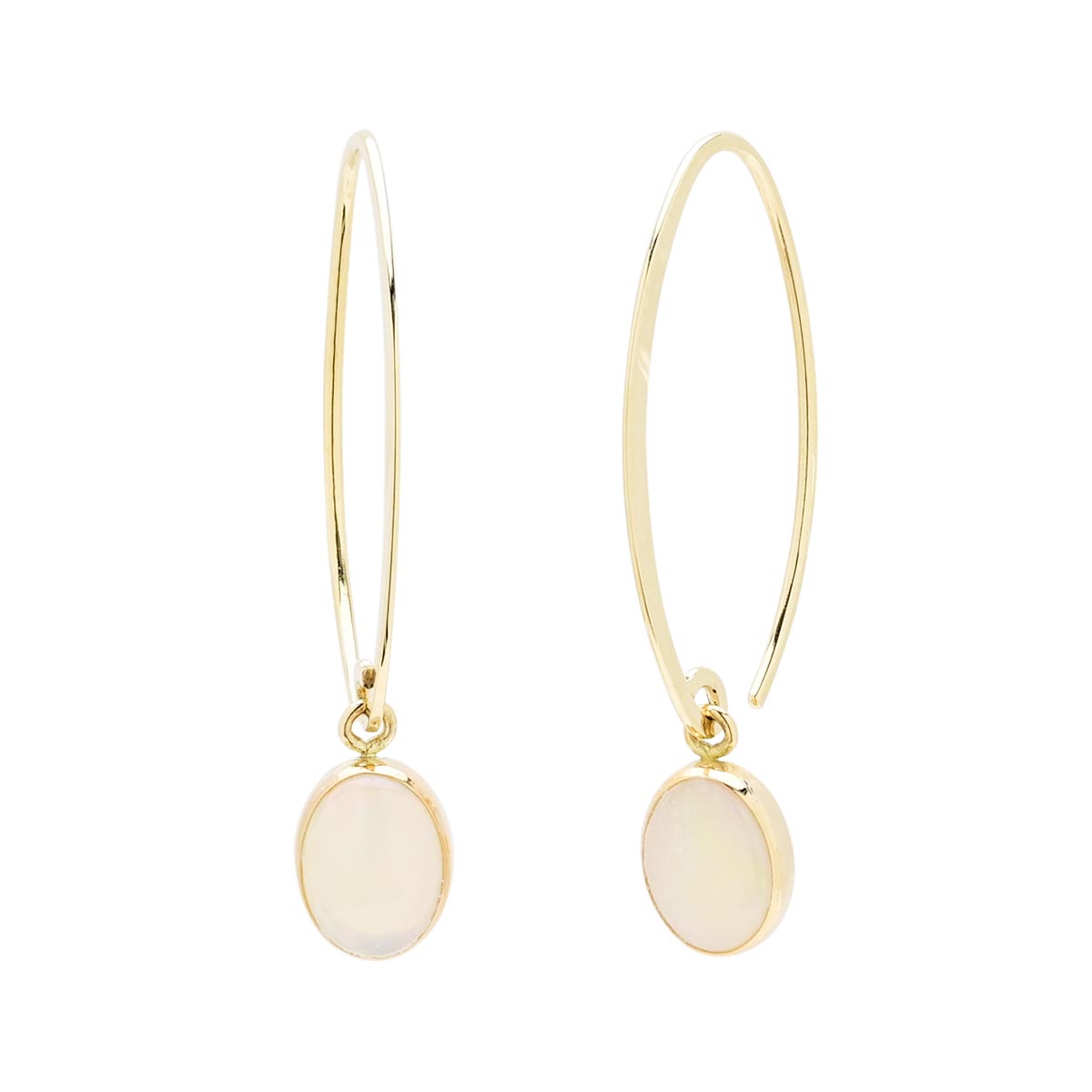 Oval Opal Drop Earrings in 14kt Yellow Gold