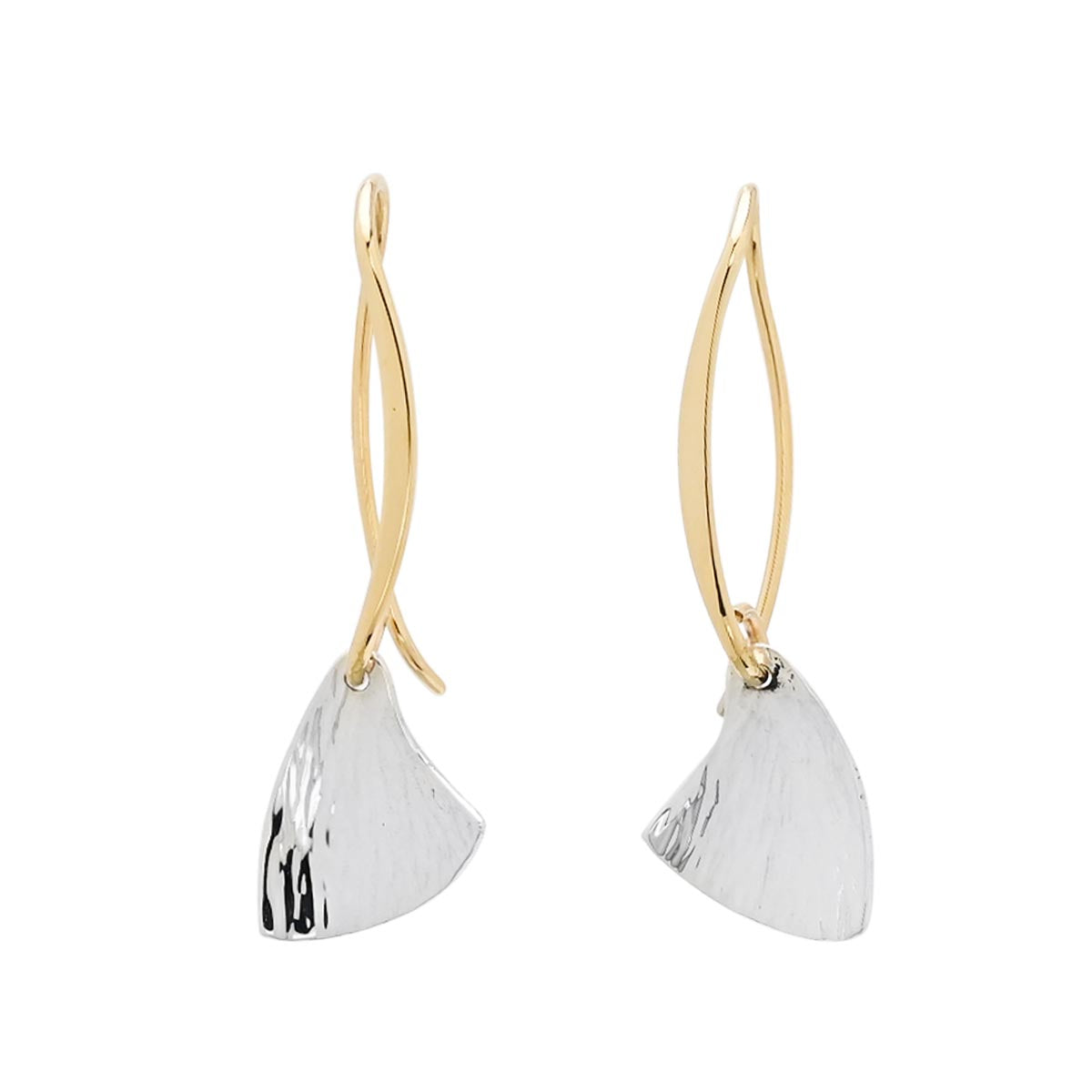 E.L. Designs Shimmer Drop Earrings in Sterling Silver and 14kt Yellow Gold