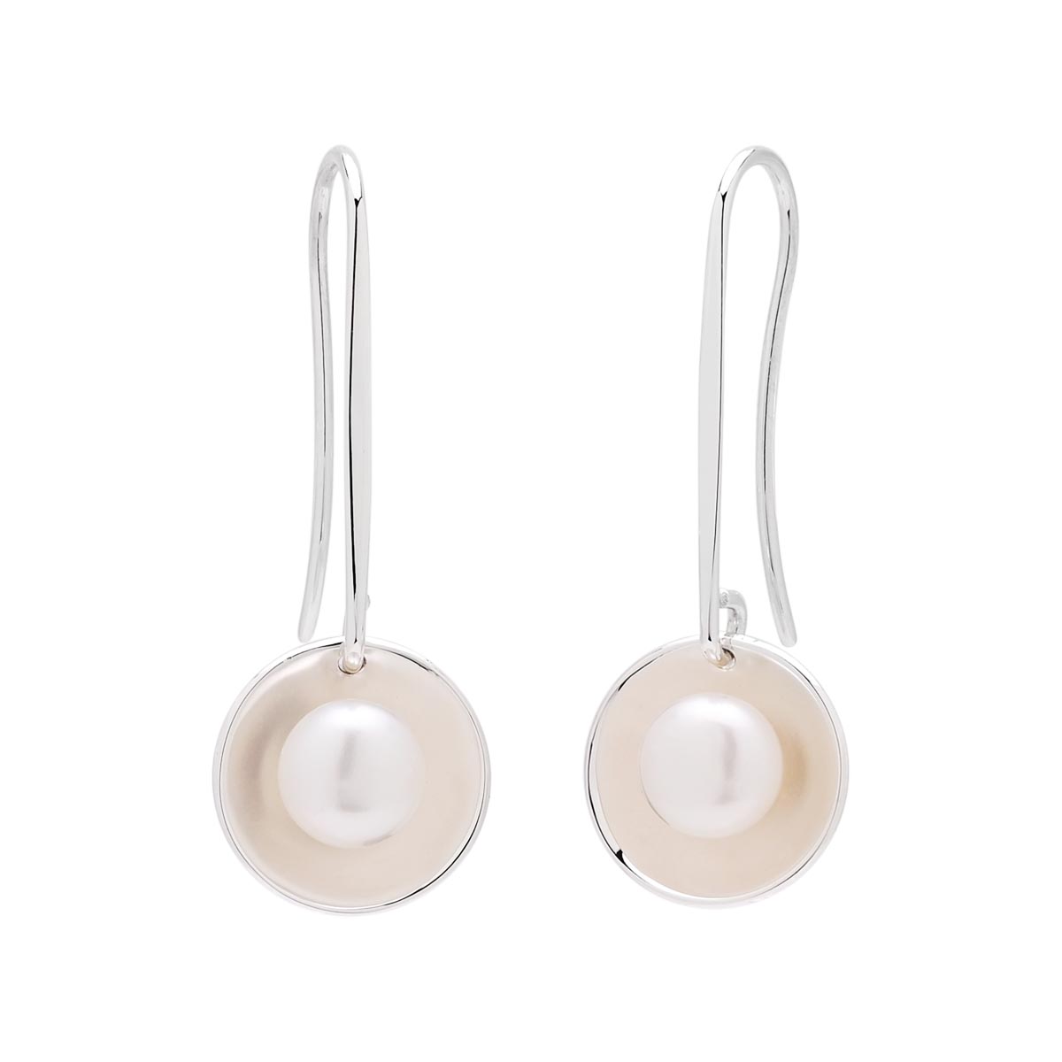 E.L. Designs Cultured Freshwater Pearl Sun Glow Earrings in Sterling Silver (6mm)