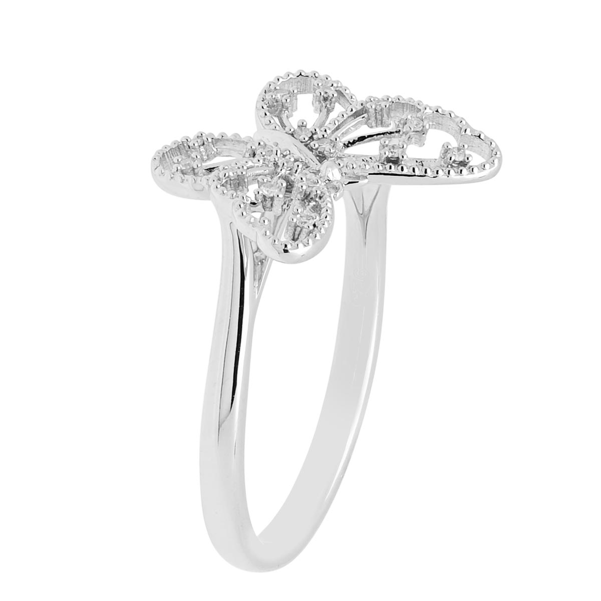 Diamond Butterfly Ring in Sterling Silver (1/20ct tw)