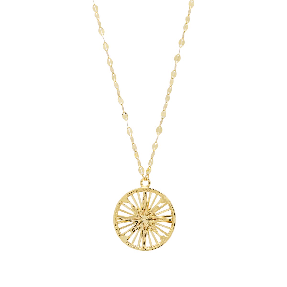 Compass Star Necklace in 14kt Yellow Gold