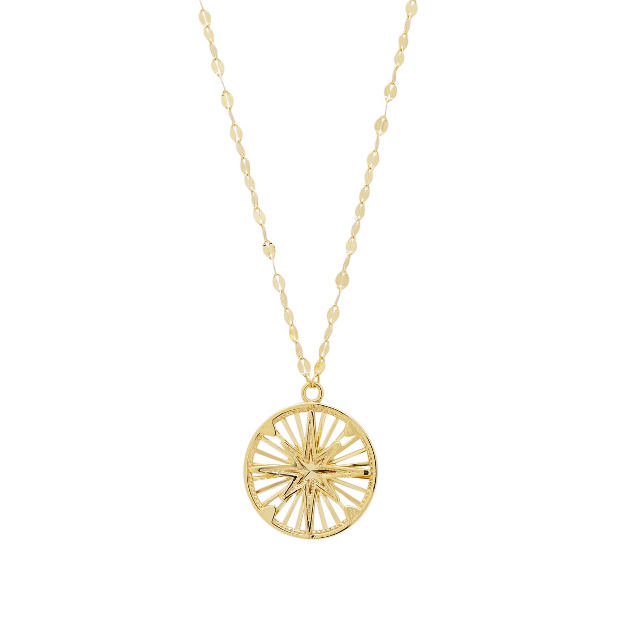 Compass Star Necklace in 14kt Yellow Gold