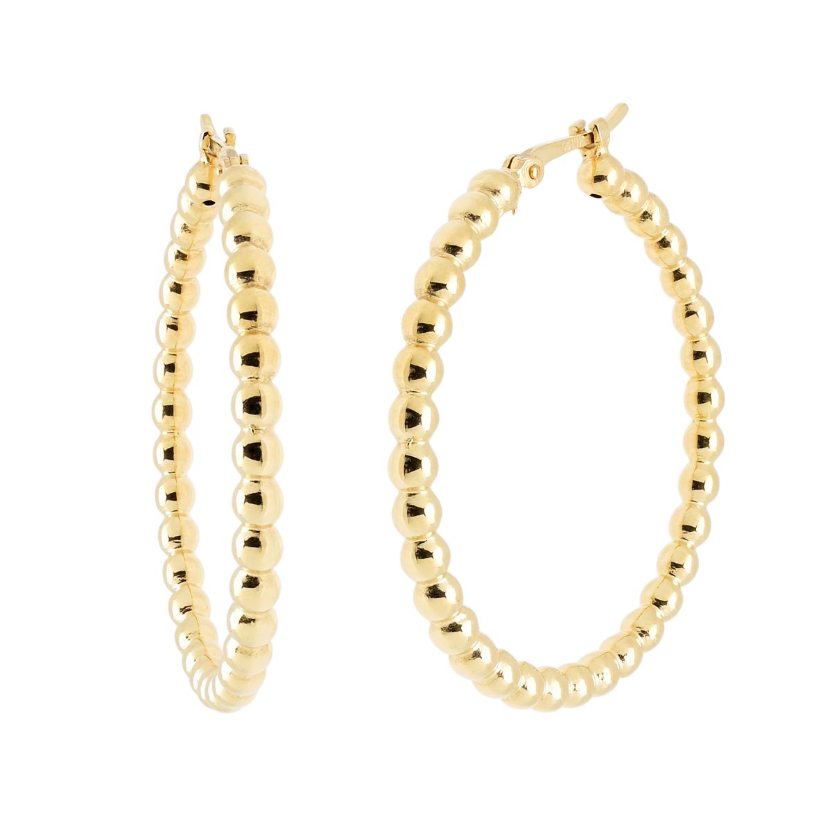 Bead Hoop Earrings in 14kt Yellow Gold
