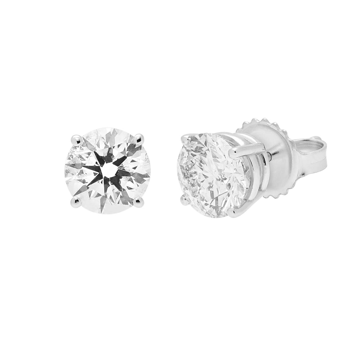 Ideal Cut Diamond Stud Earrings in 14kt White Gold (2ct tw)