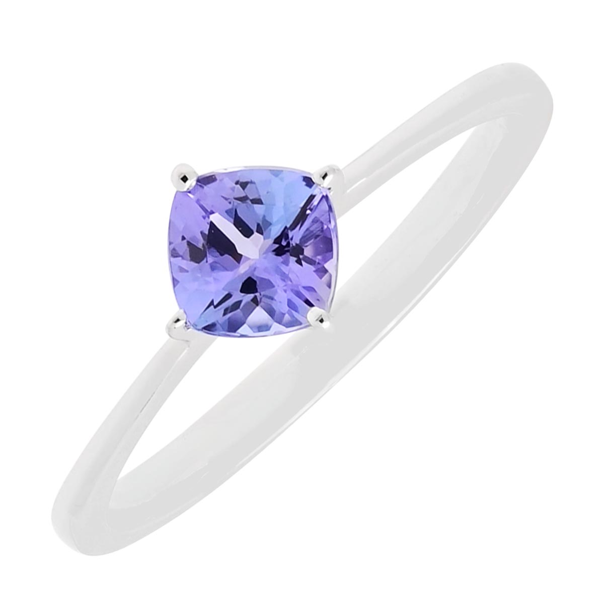 Cushion Cut Tanzanite Ring in 14kt White Gold