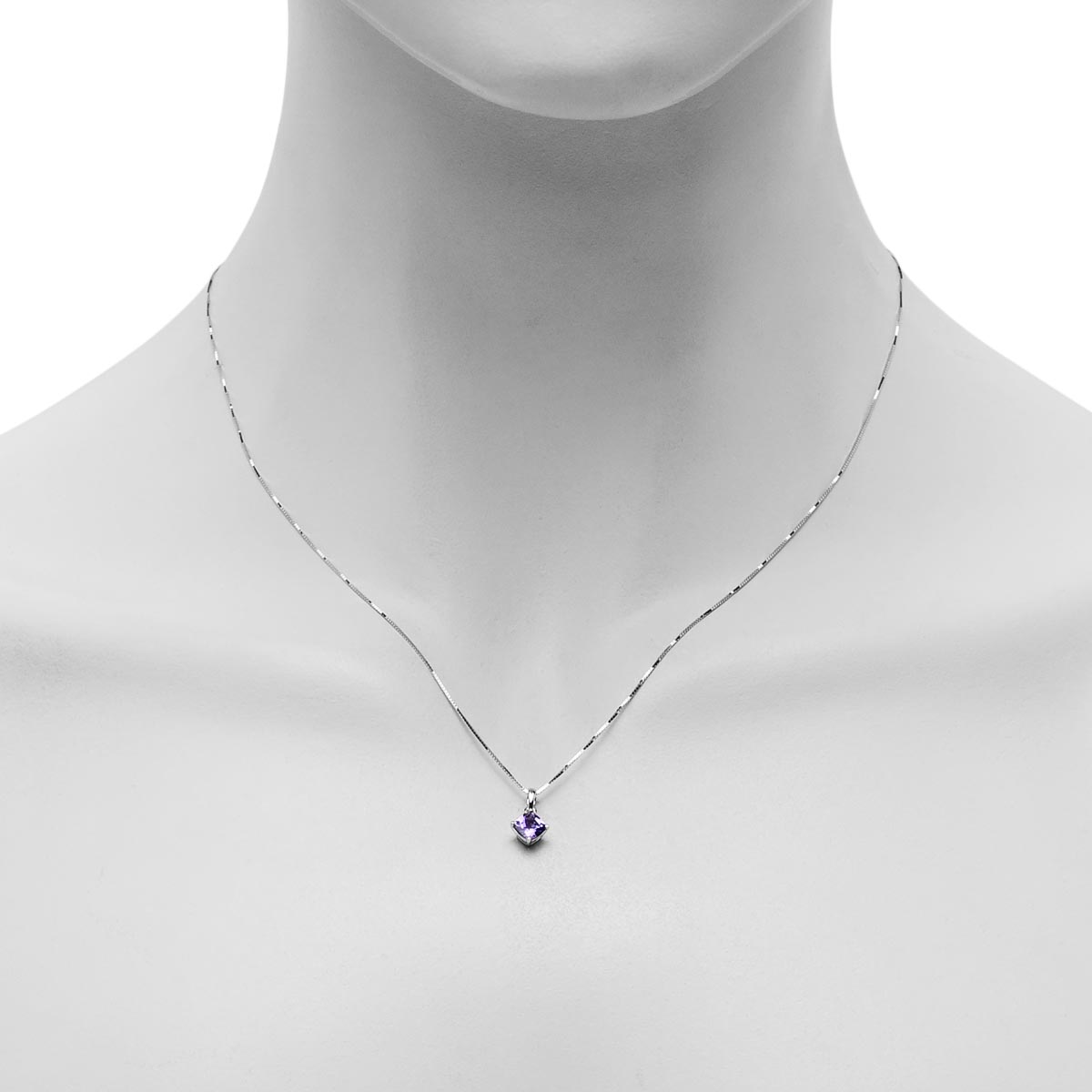 Cushion Cut Tanzanite Necklace in 14kt White Gold