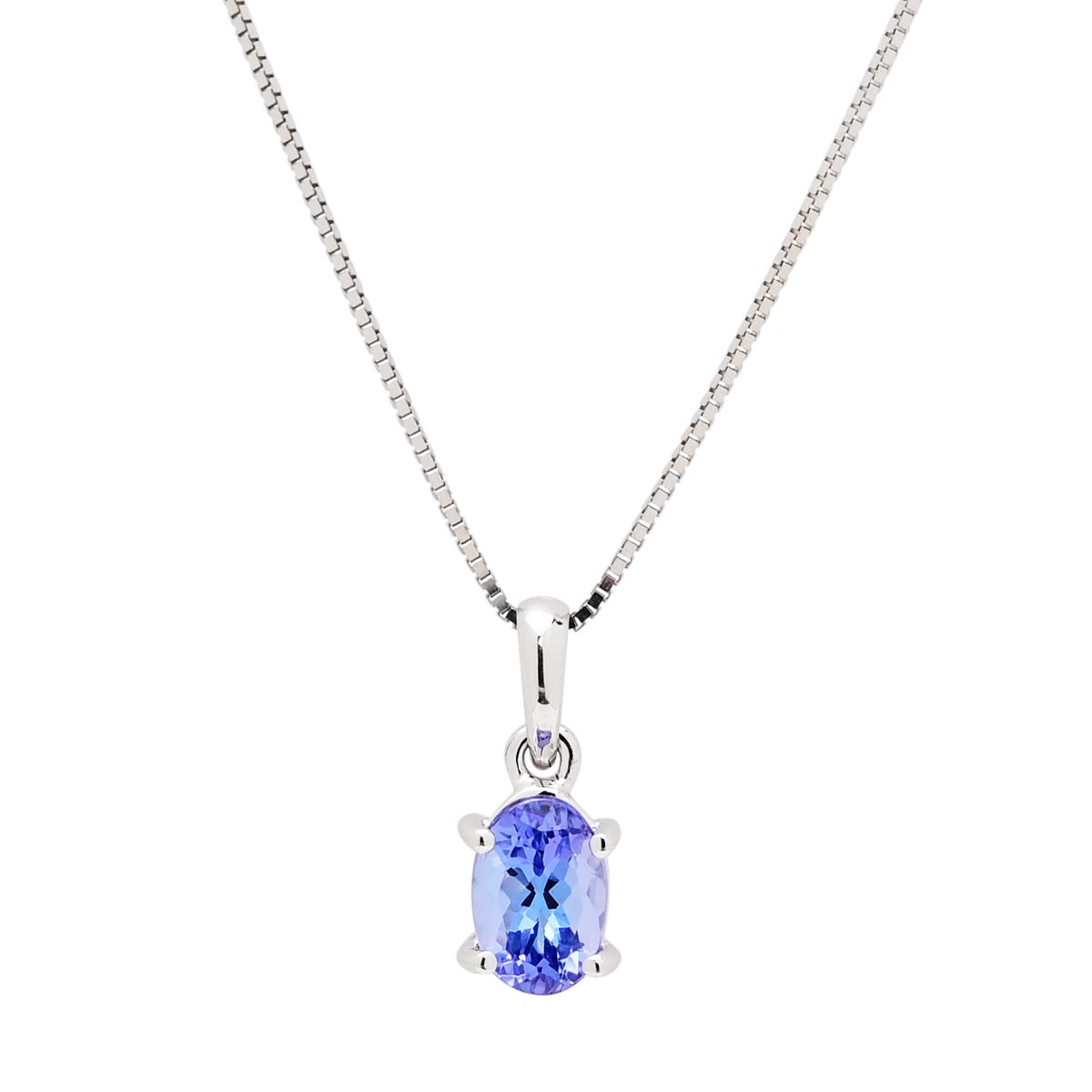 Oval Tanzanite Necklace in 14kt White Gold