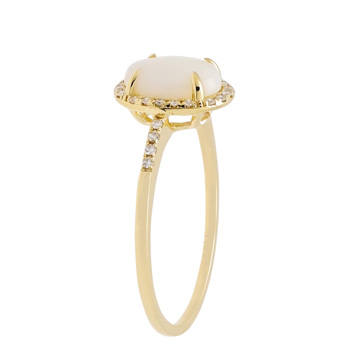 Oval Australian Opal Ring in 14kt Yellow Gold with Diamonds (1/8ct tw)