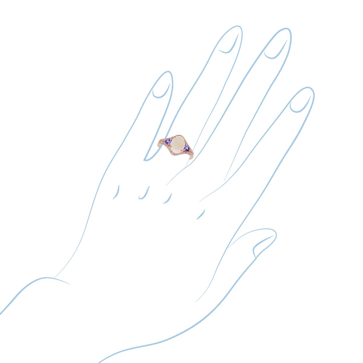 Oval Opal and Tanzanite Ring in 14kt Rose Gold with Diamonds (1/4ct tw)