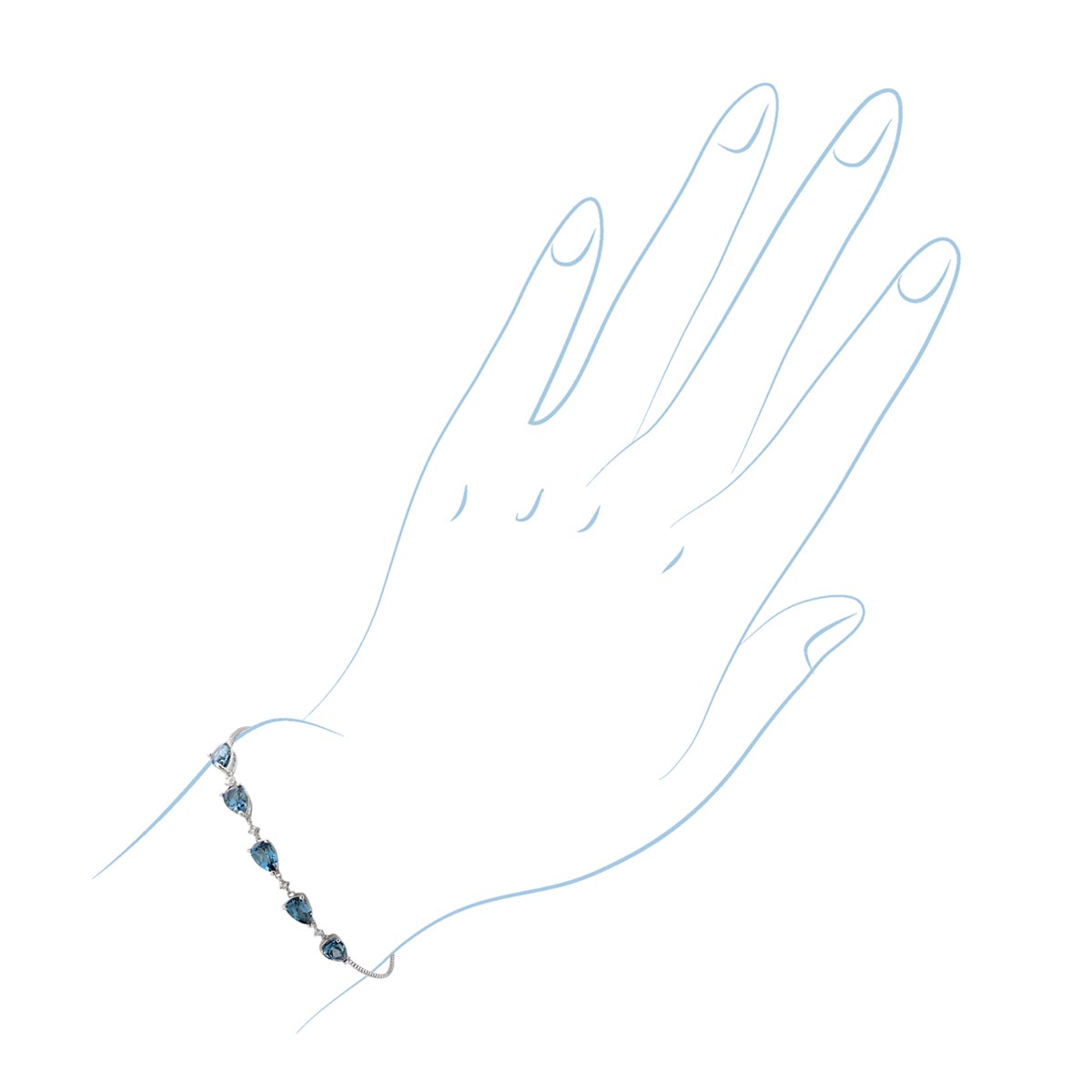 Pear London Blue Topaz Bracelet in 14kt White Gold with Diamonds (1/25ct tw)