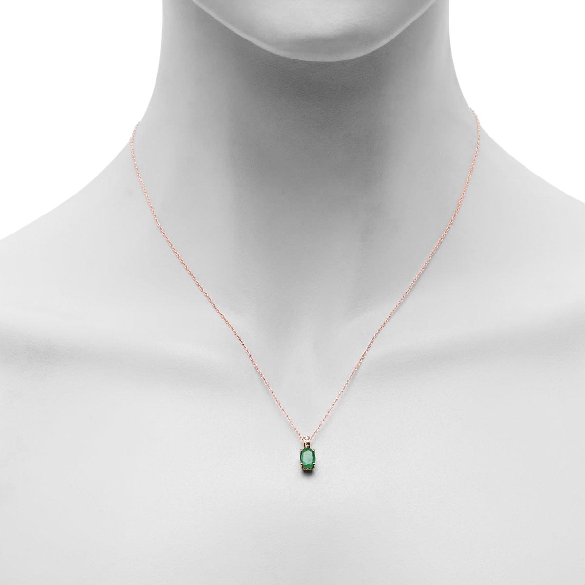 Oval Emerald Necklace in 14kt Yellow Gold with Diamonds (.02ct tw)