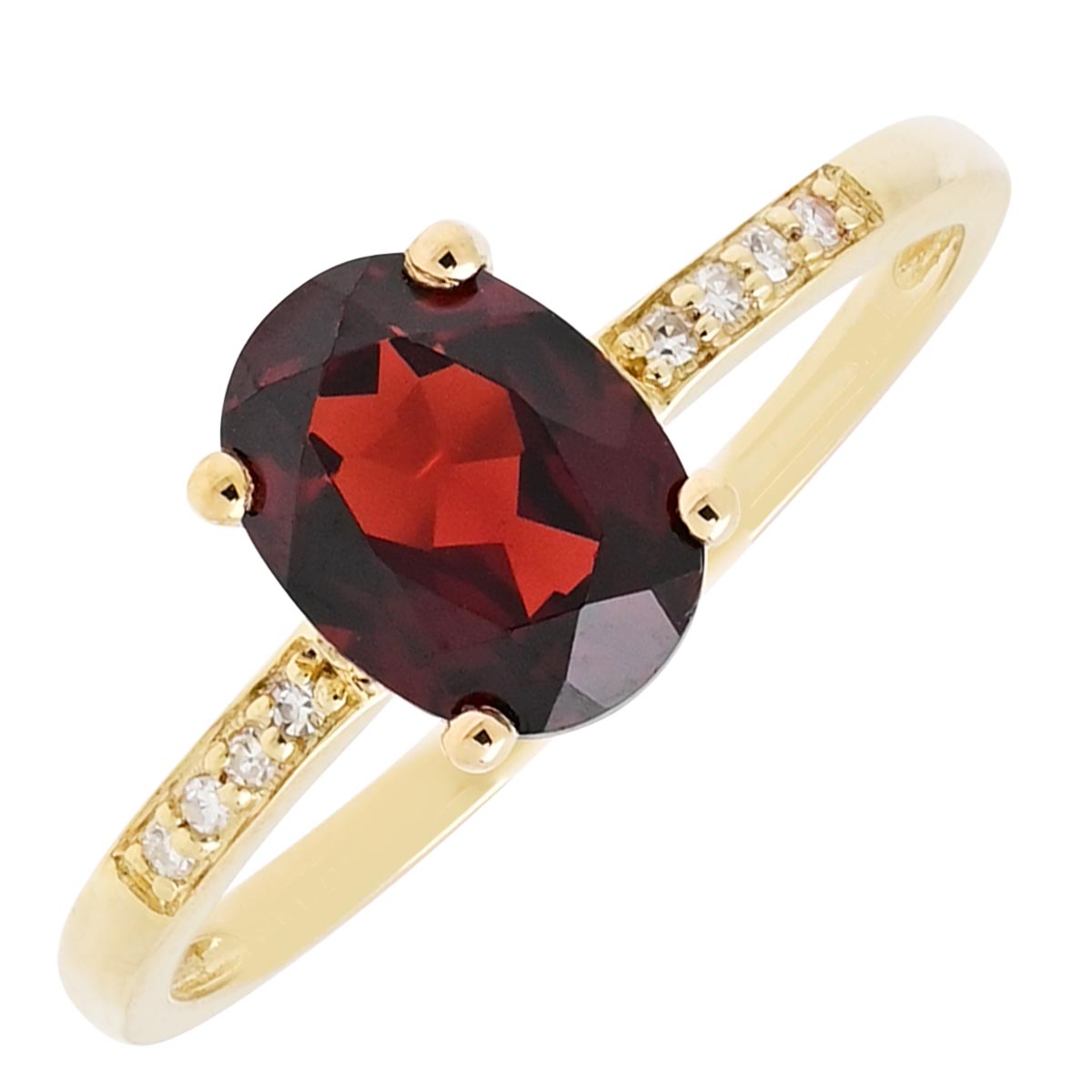 Oval Garnet Ring in 14kt Yellow Gold with Diamonds (.03ct tw)