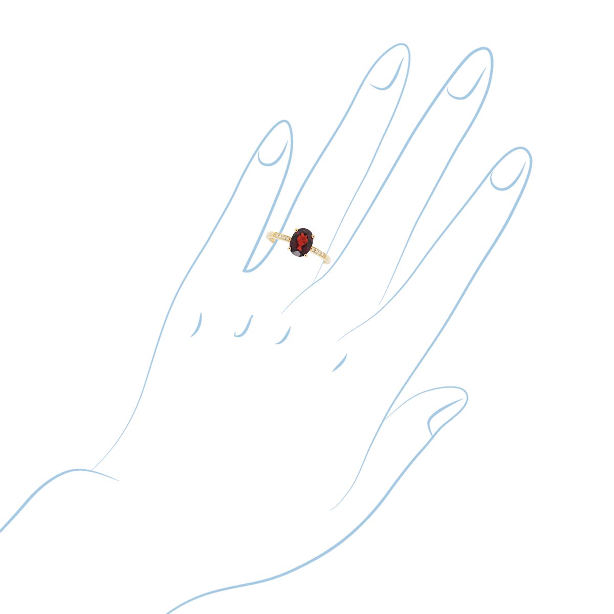 Oval Garnet Ring in 14kt Yellow Gold with Diamonds (.03ct tw)