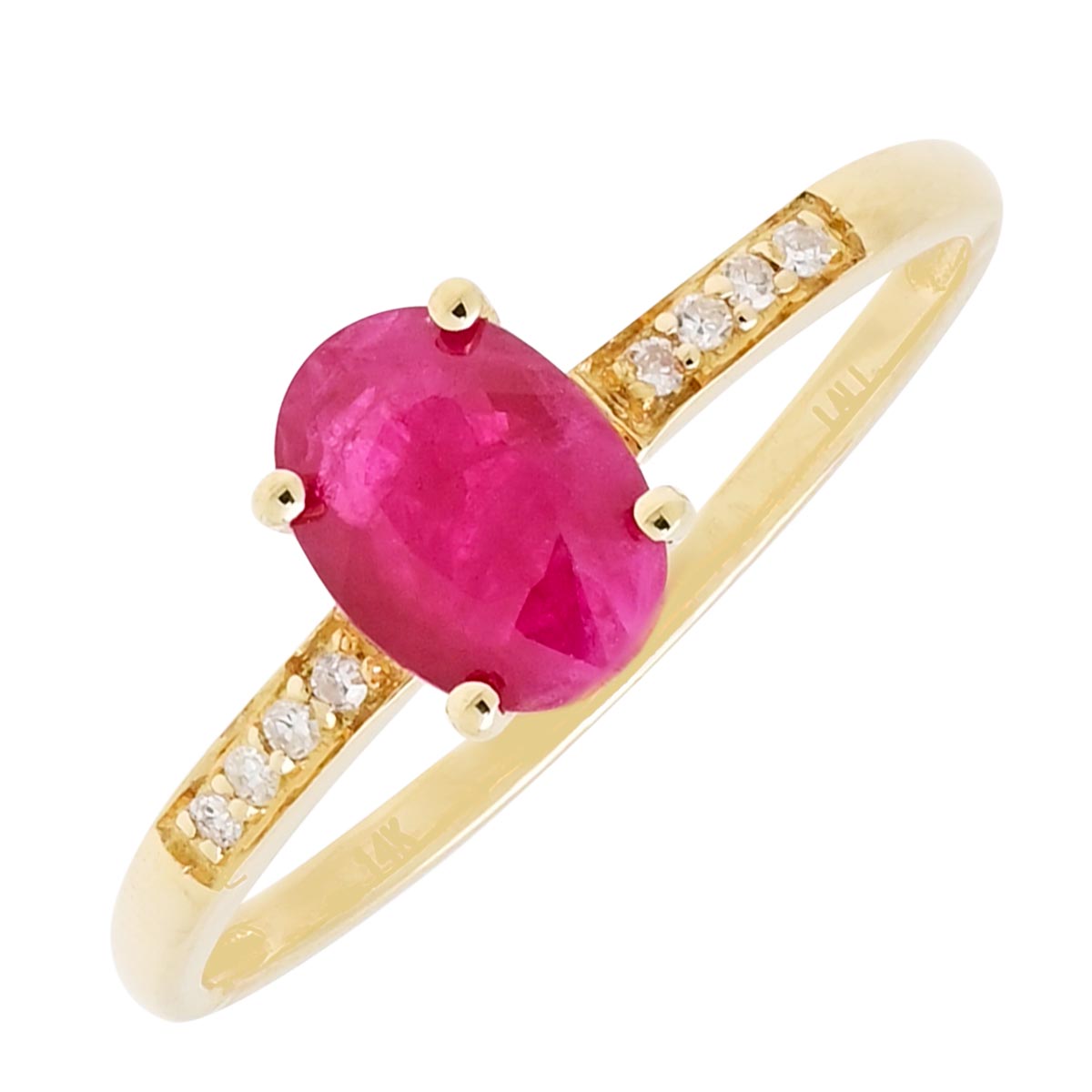 Oval Ruby Ring in 14kt Yellow Gold with Diamonds (.03ct tw)