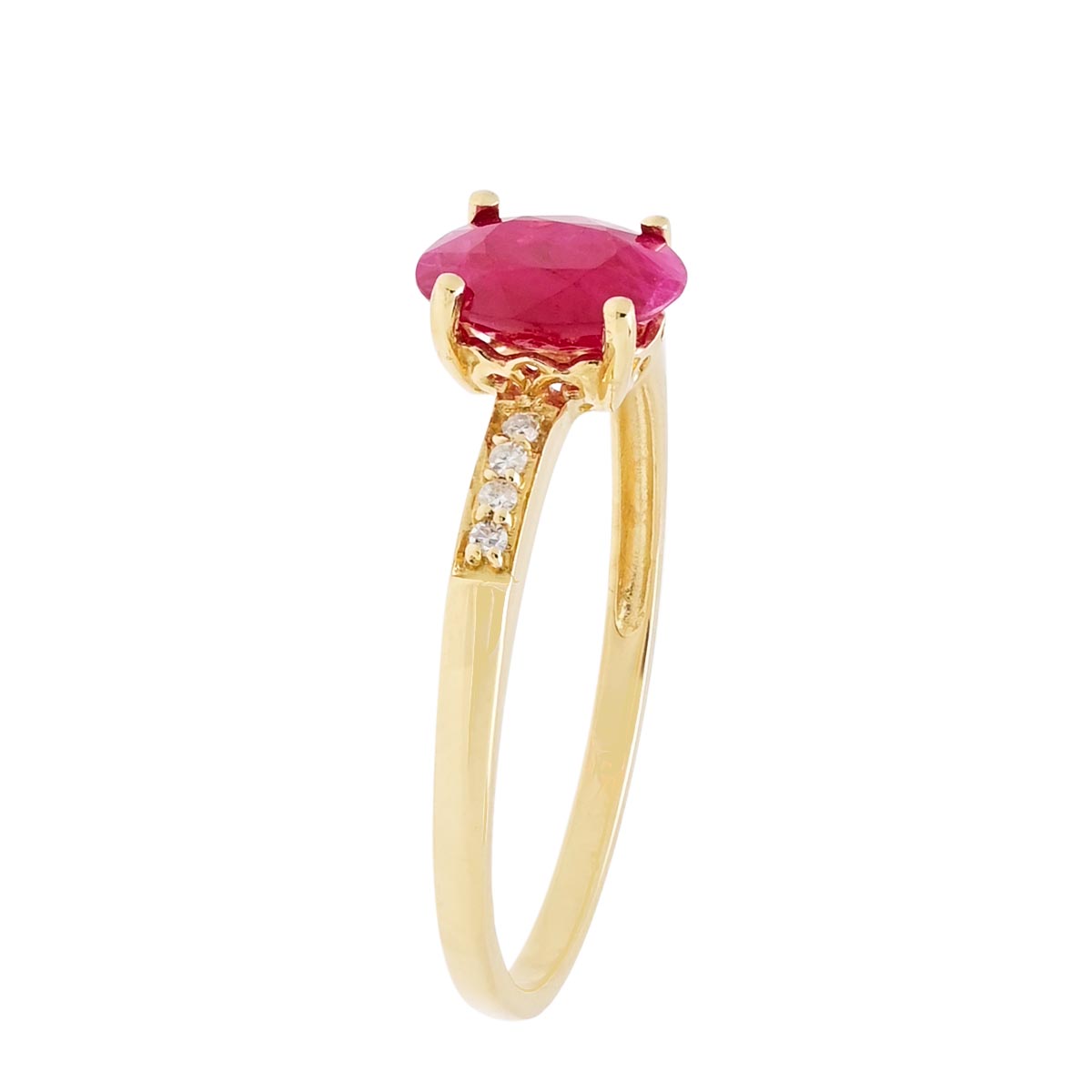 Oval Ruby Ring in 14kt Yellow Gold with Diamonds (.03ct tw)