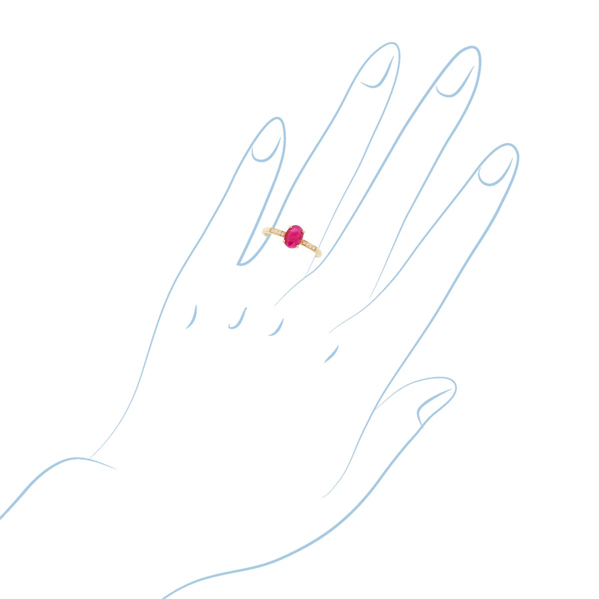 Oval Ruby Ring in 14kt Yellow Gold with Diamonds (.03ct tw)