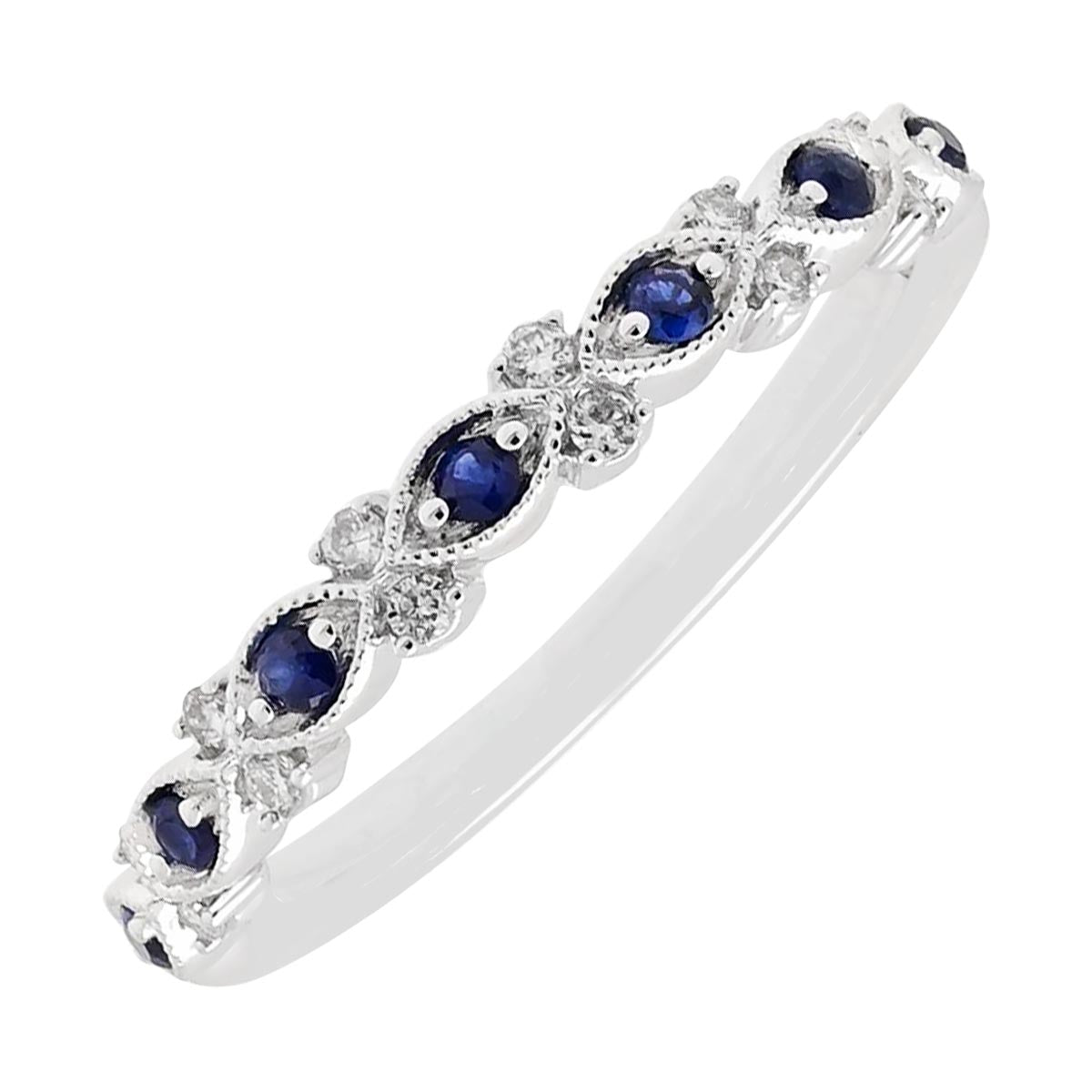 Sapphire Ring in 10kt White Gold with Diamonds (1/10ct tw)