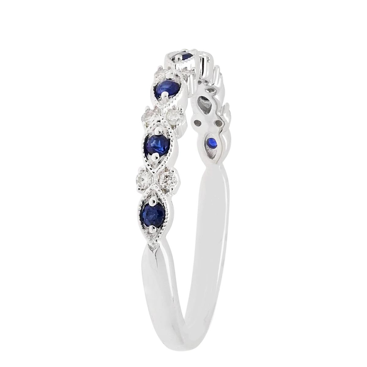 Sapphire Ring in 10kt White Gold with Diamonds (1/10ct tw)