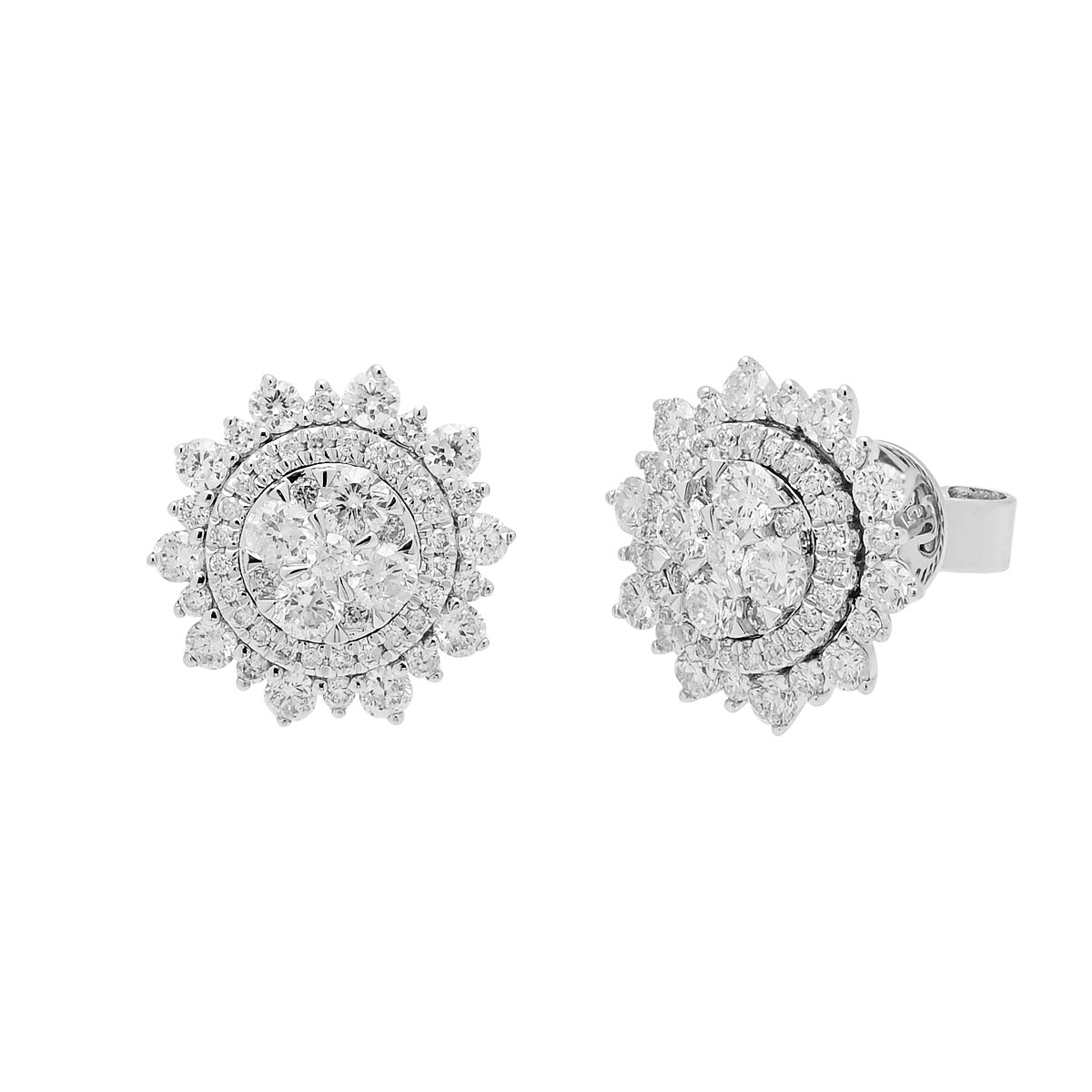 Diamond Sunburst Earrings in 14kt White Gold (1ct tw)