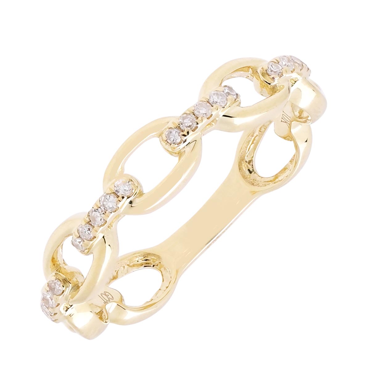 Diamond Link Ring in 10kt Yellow Gold (1/10ct tw)
