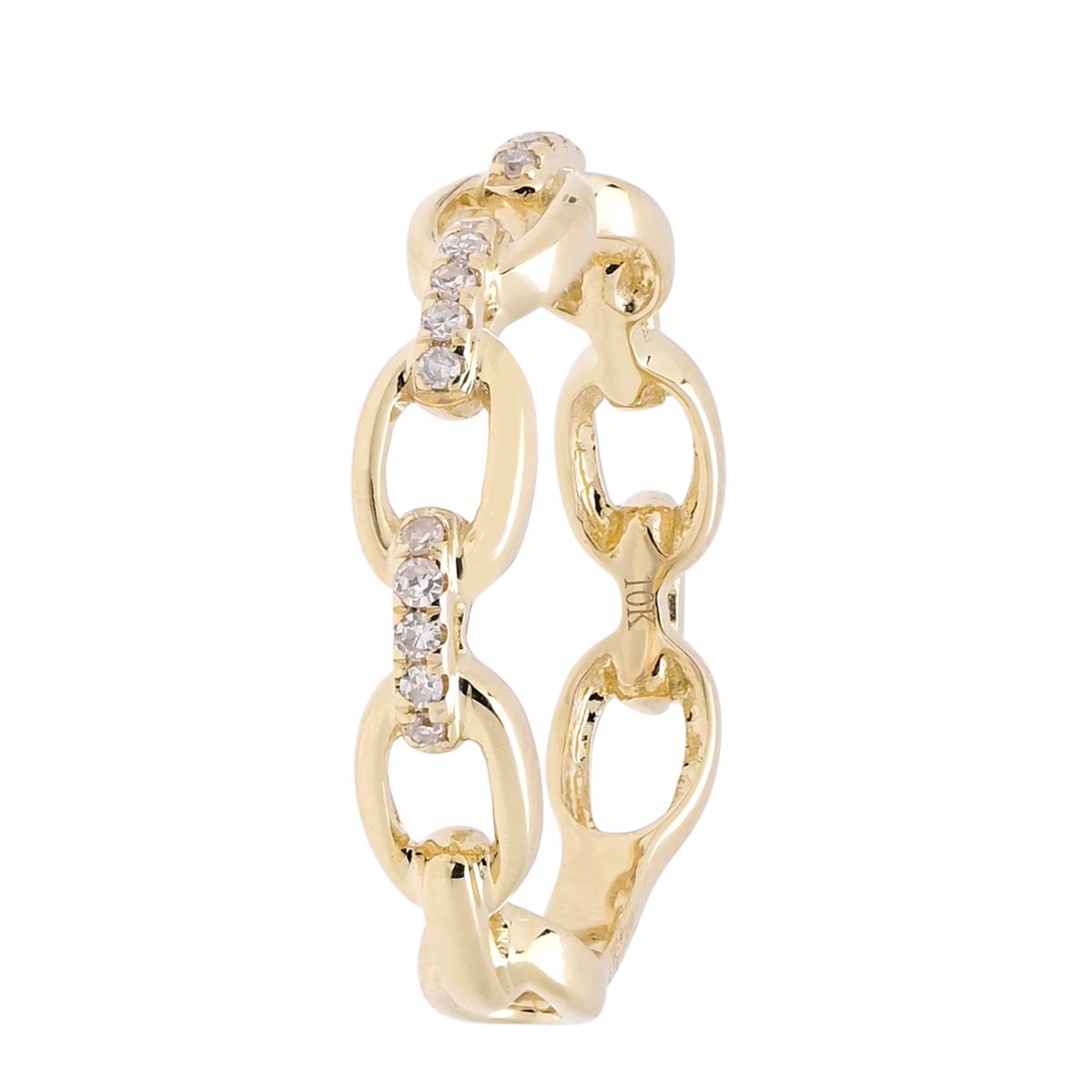 Diamond Link Ring in 10kt Yellow Gold (1/10ct tw)