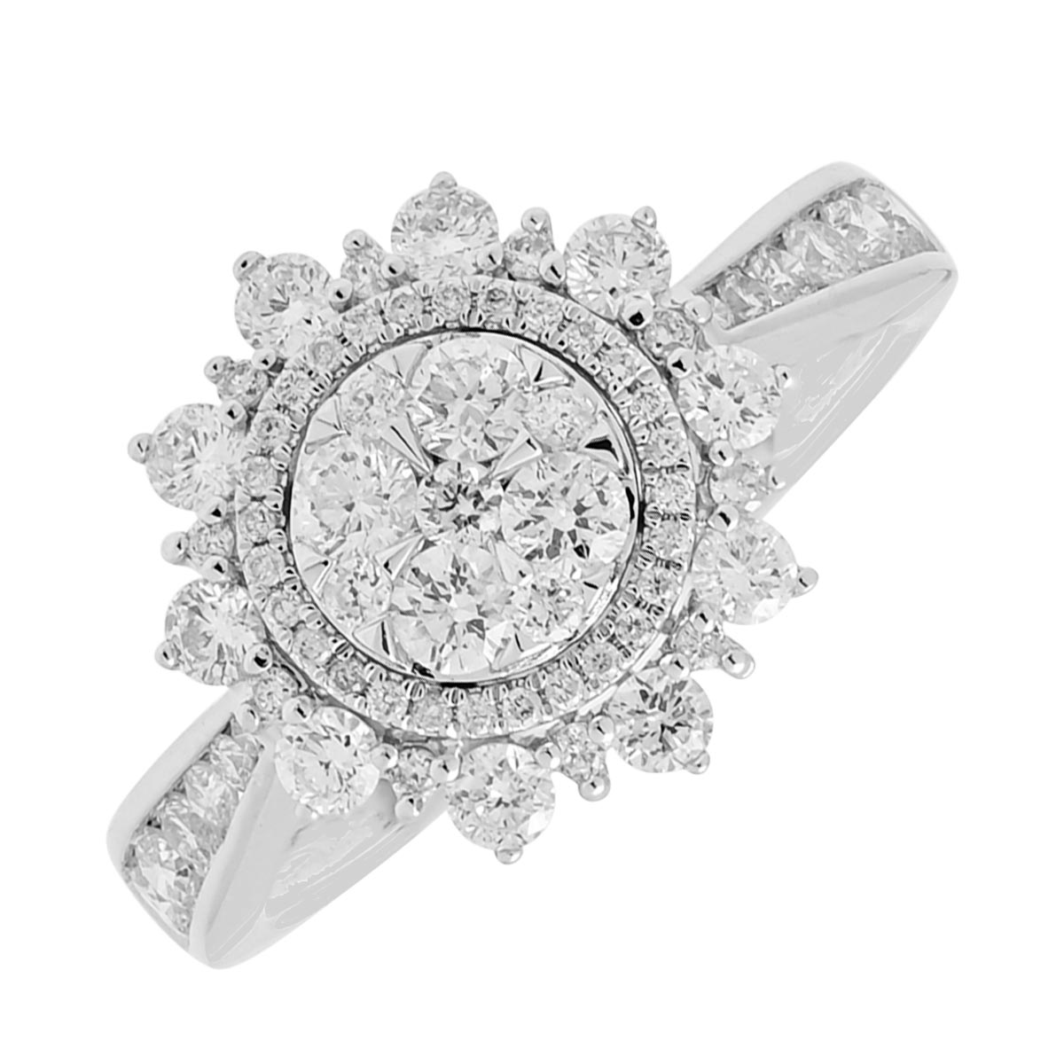 Diamond Sunburst Ring in 14kt White Gold (1ct tw)