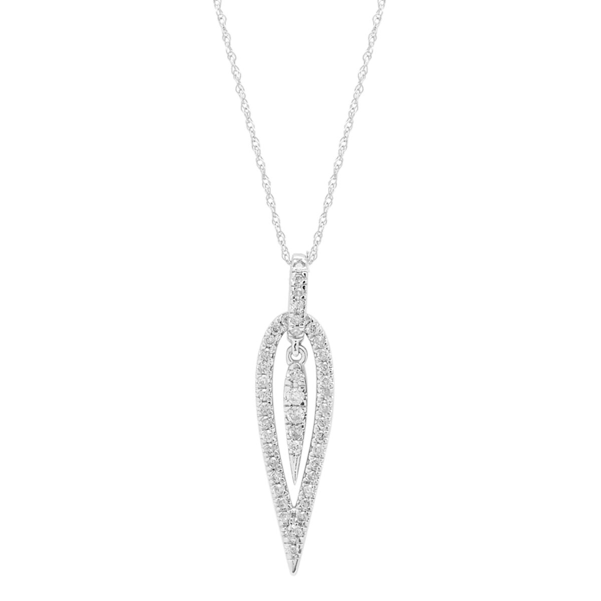 Diamond Drop Necklace in 14kt White Gold (1/4ct tw)