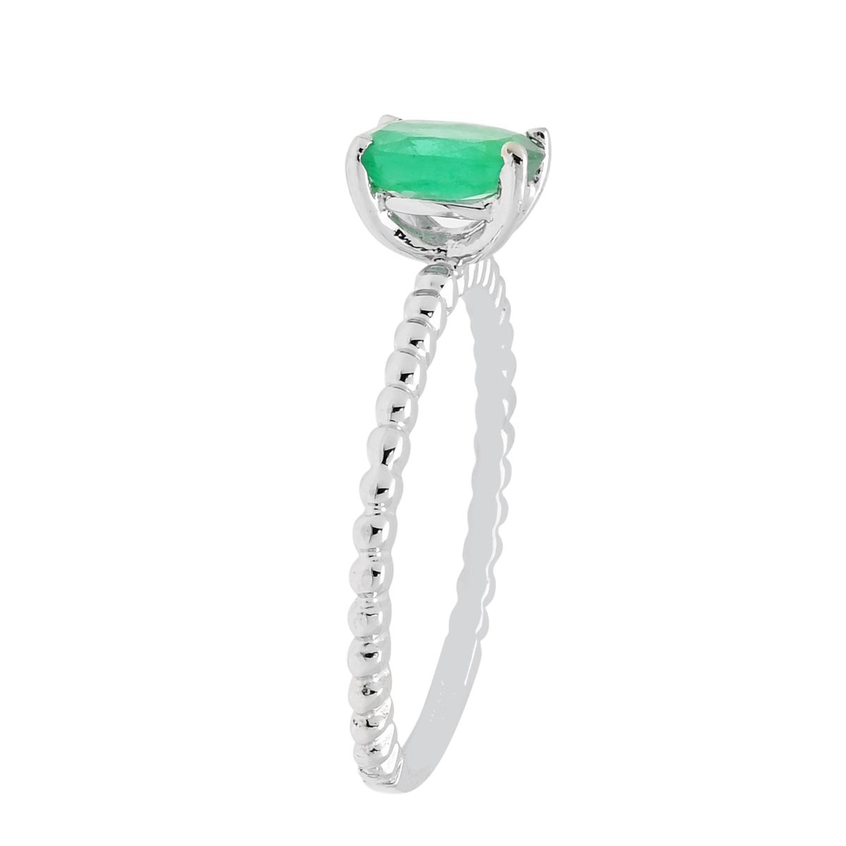 Oval Emerald Ring in 14kt White Gold