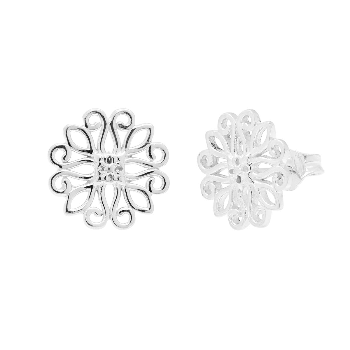 Periwinkle Flower Stud Earring in Sterling Silver