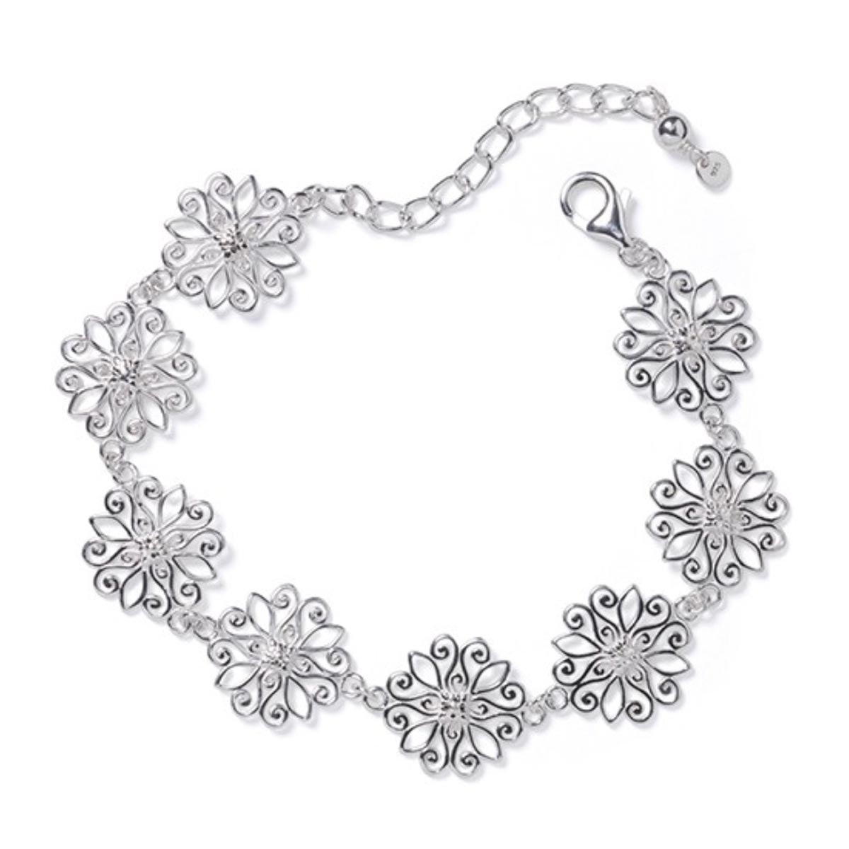 Periwinkle Flower Bracelet in Sterling Silver