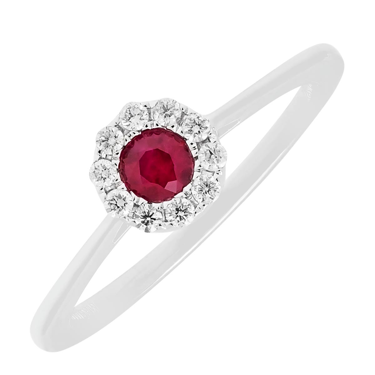 Madison L Ruby Halo Ring in 14kt White Gold with Diamonds (1/10ct tw)