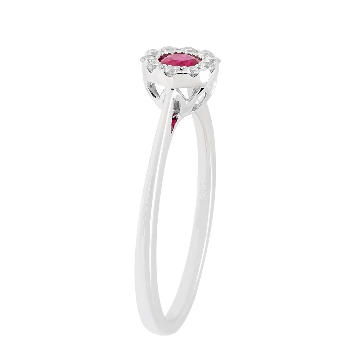 Madison L Ruby Halo Ring in 14kt White Gold with Diamonds (1/10ct tw)