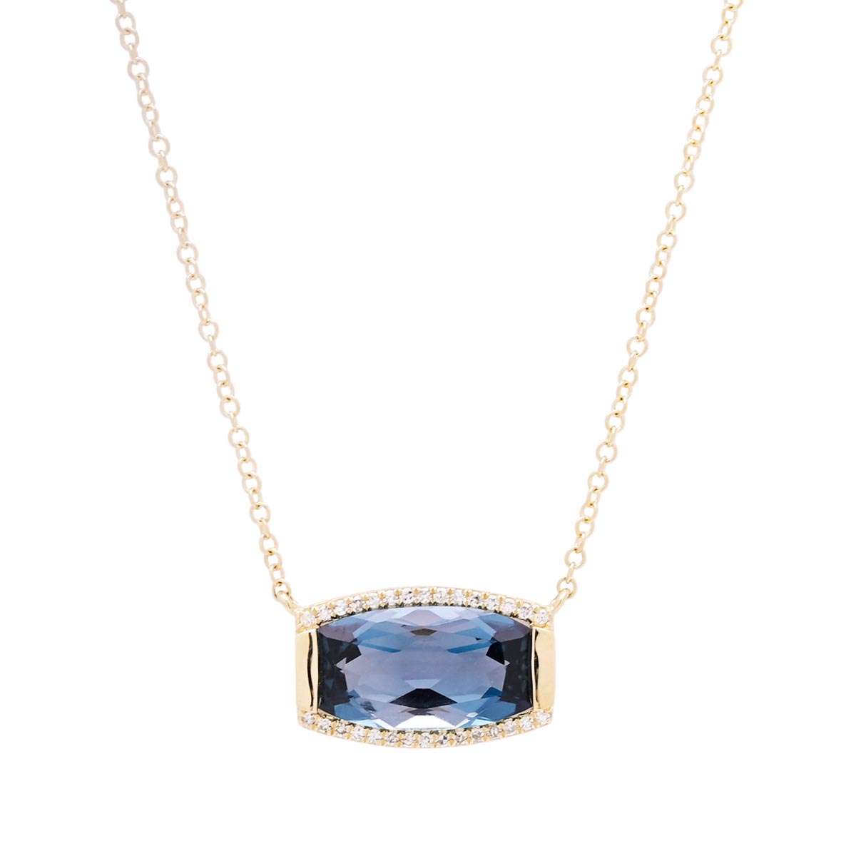 Madison L London Blue Topaz Necklace in 14kt Yellow Gold with Diamonds (1/10ct tw)