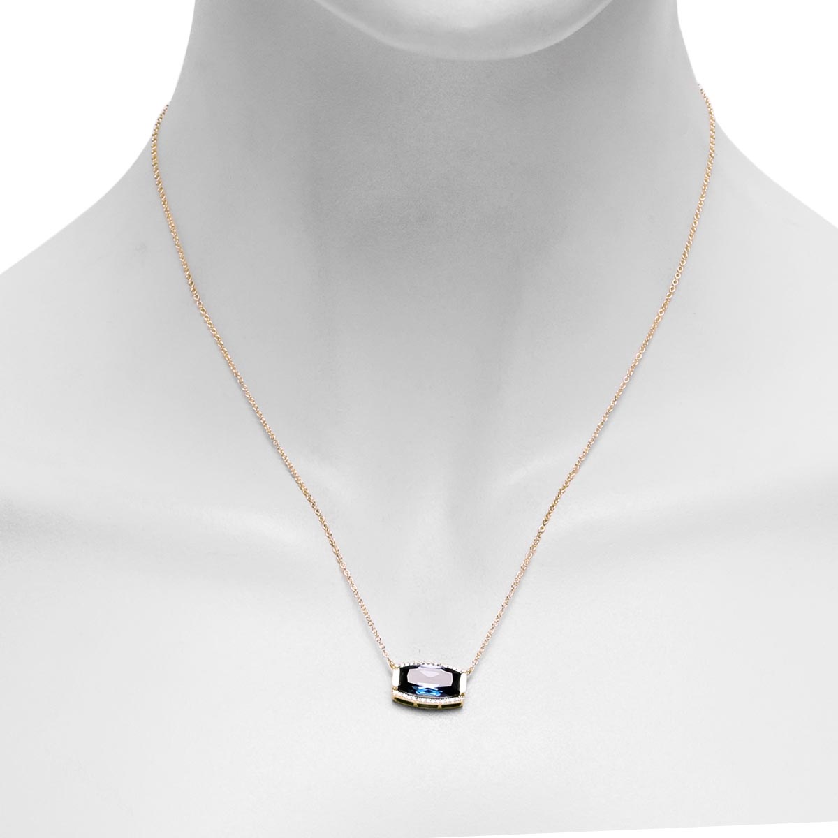Madison L London Blue Topaz Necklace in 14kt Yellow Gold with Diamonds (1/10ct tw)