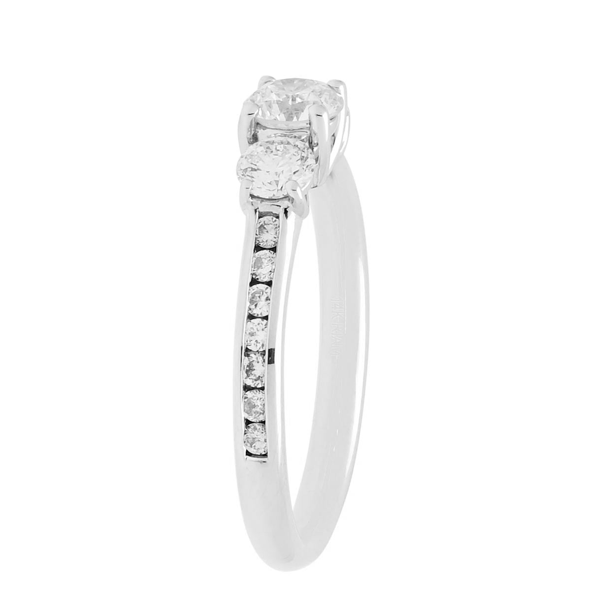 Northern Star Diamond Three Stone Ring in 14kt White Gold with Channel Set Diamonds (1ct tw)