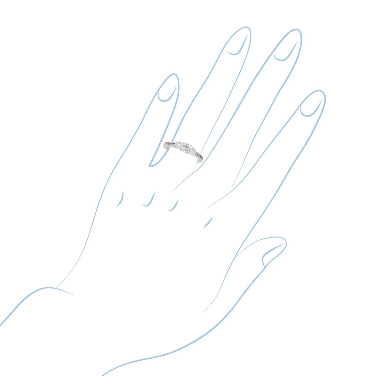 Northern Star Diamond Three Stone Ring in 14kt White Gold with Channel Set Diamonds (1ct tw)