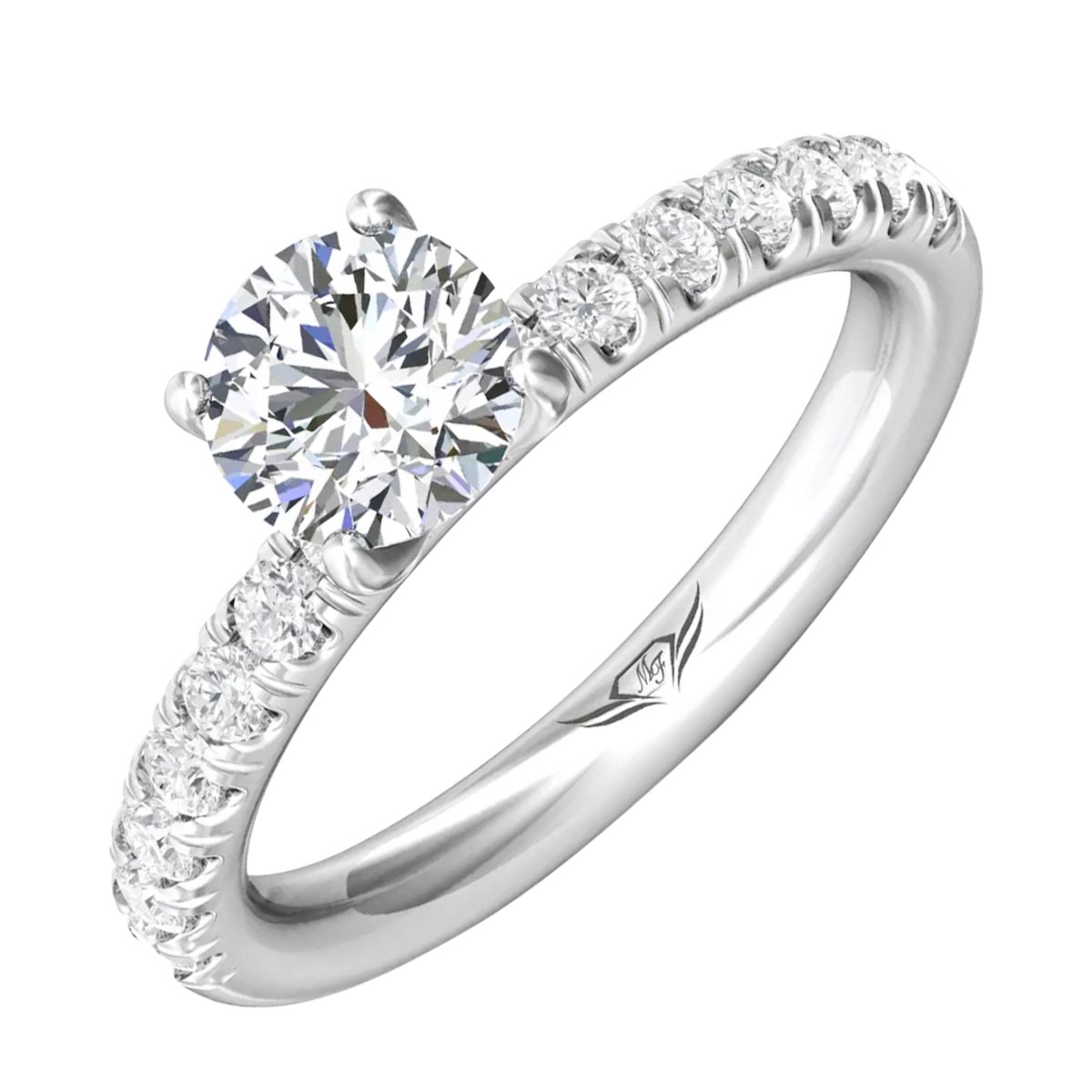 Martin Flyer Diamond Engagement Ring Setting in 14kt White Gold (1/2ct tw)