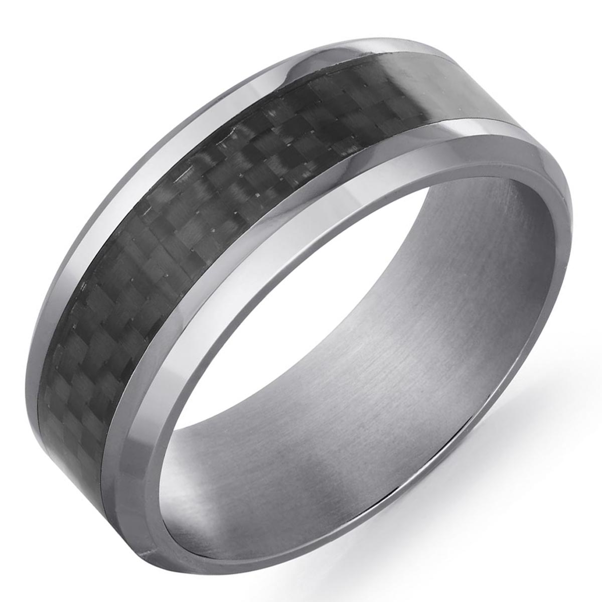 Mens Wedding Band in Tantalum and Carbon Fiber (8mm)