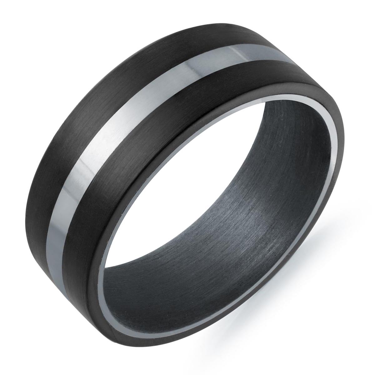 Mens Wedding Band in Tantalum and Carbon Fiber (8mm)