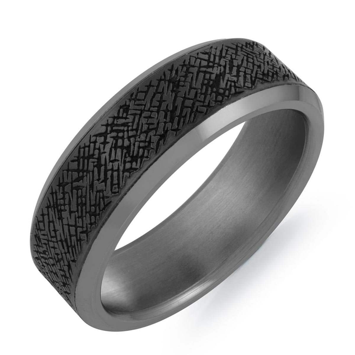 Mens Wedding Band in Tantalum and Carbon Fiber (7mm)