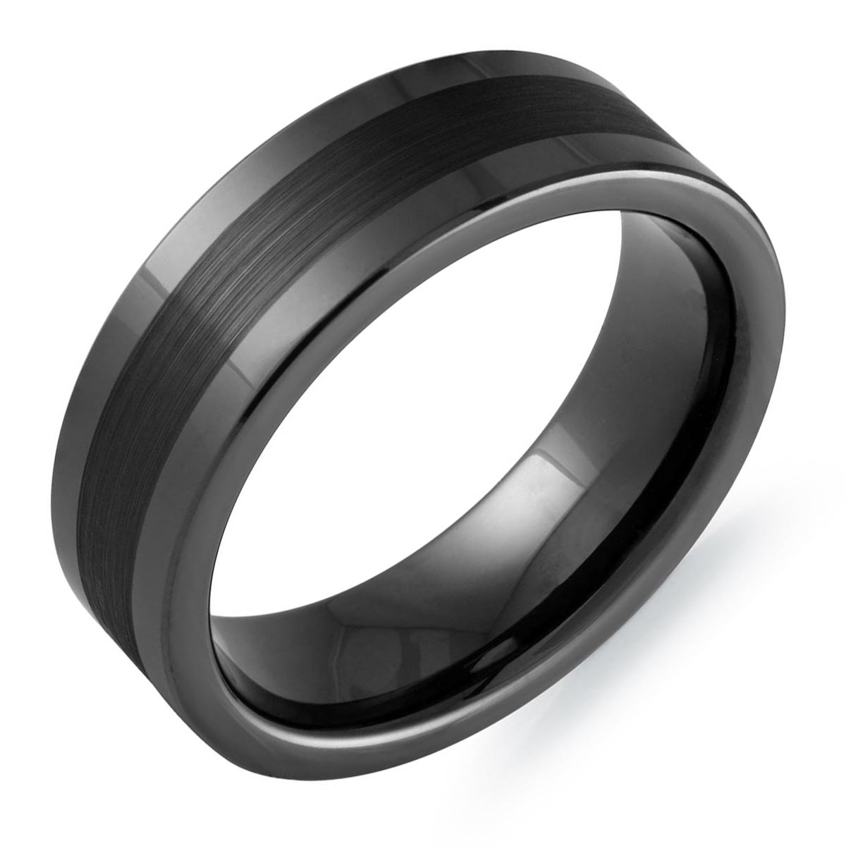 Mens Wedding Band in Black Tungsten (7mm)