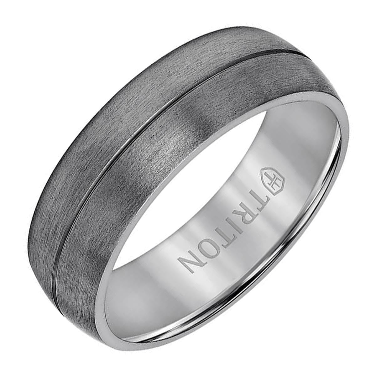 Triton Mens Crystaline Finish Wedding Band in Tantalum (7mm)