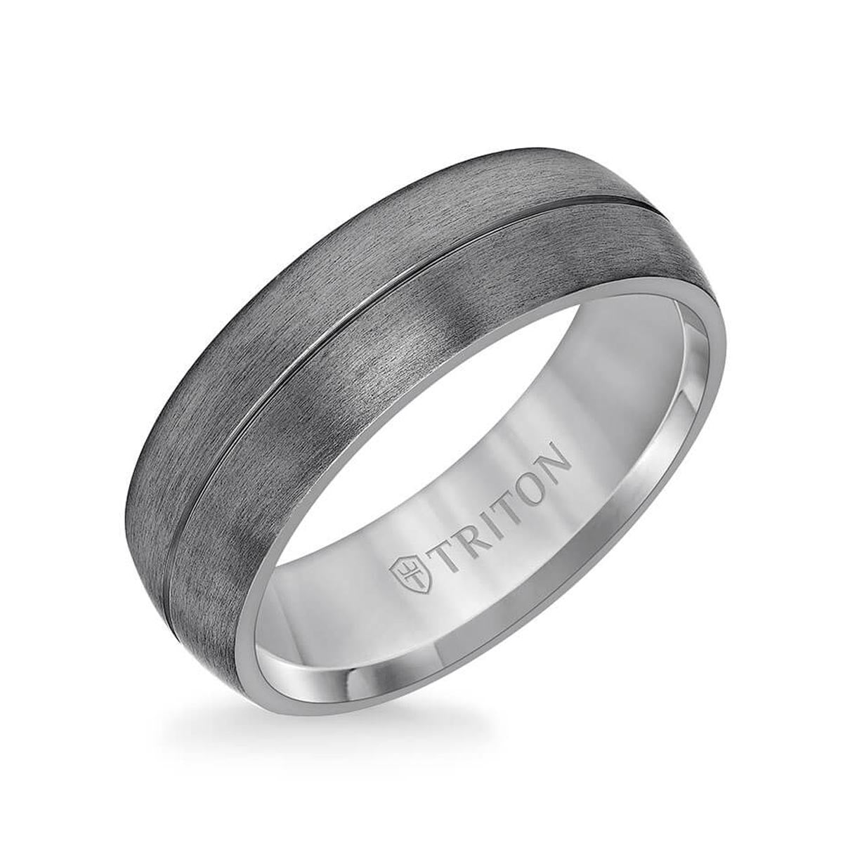 Triton Mens Crystaline Finish Wedding Band in Tantalum (7mm)