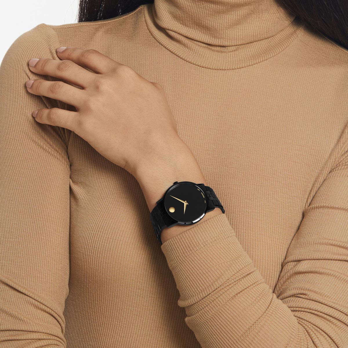 Movado Museum Classic Mens Watch with Black Dial and Black Stainless Steel Bracelet (Swiss quartz movement)