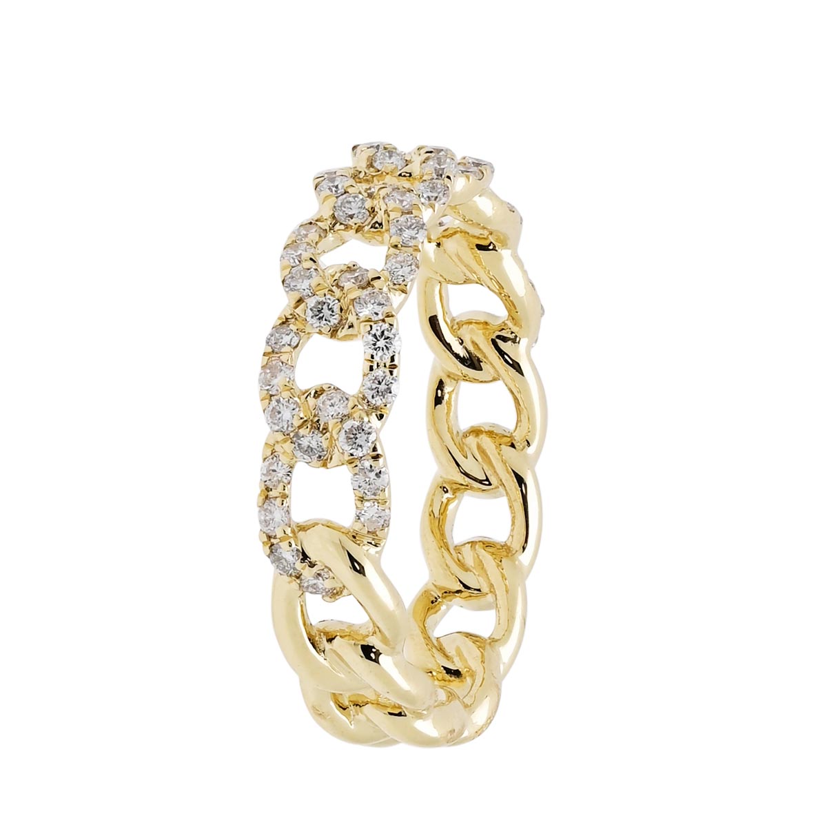 Diamond Curb Link Ring in 14kt Yellow Gold (1/2ct tw)