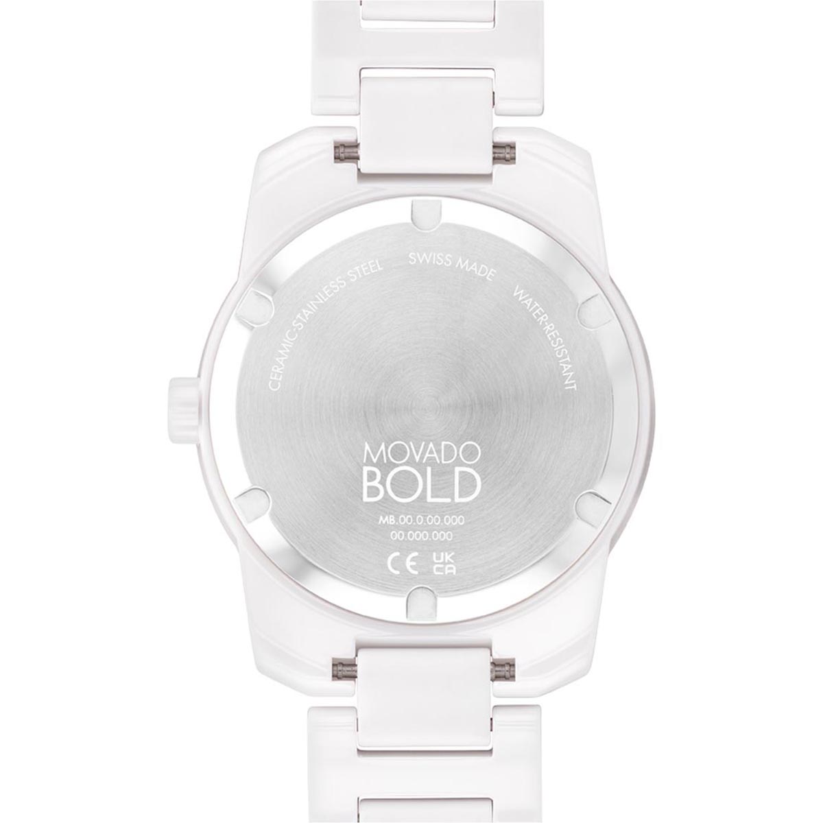 Movado Bold Verso Mens Watch with White Dial and White Ceramic Bracelet (swiss quartz movement)