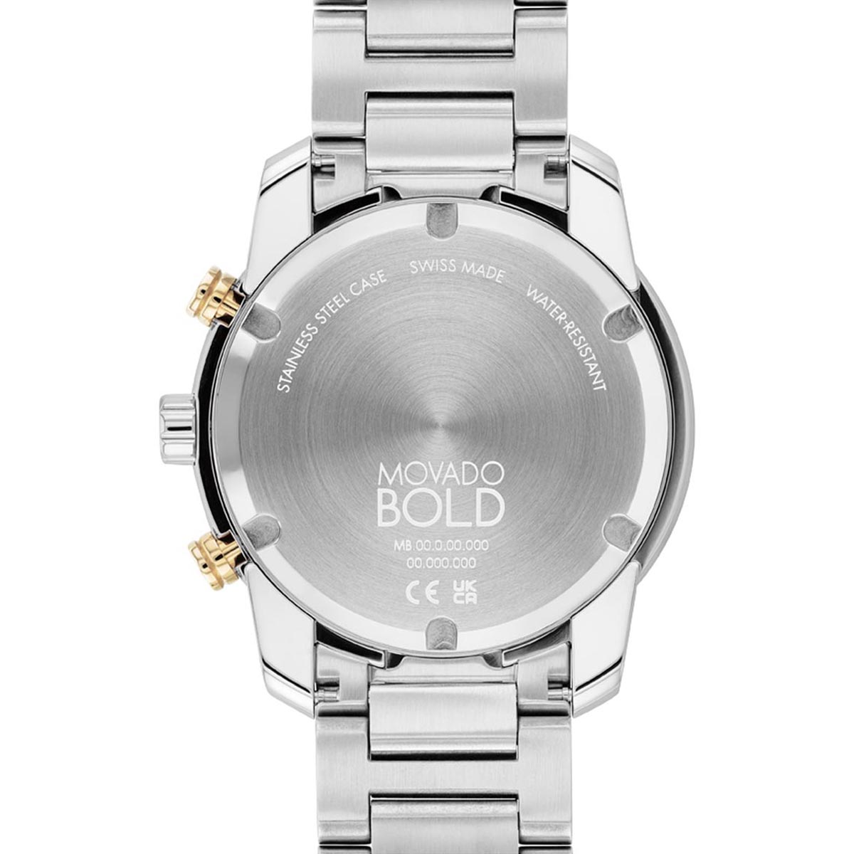 Movado Bold Verso Mens Chronograph Watch with Yellow Dial and Stainless Steel Bracelet (Swiss quartz movement)